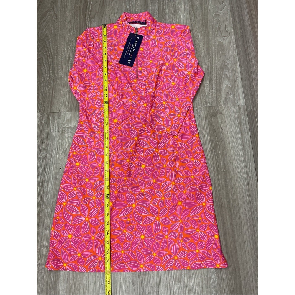 NEW Katherine Way UPF 50 Pink Orange Floral Polo Resort Stretch Dress XXS USA - Picture 13 of 15